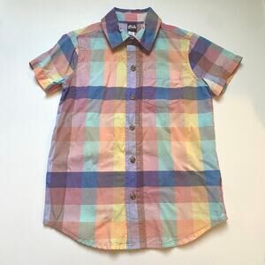 Tea Collection Blue Plaid Button Down Shirt